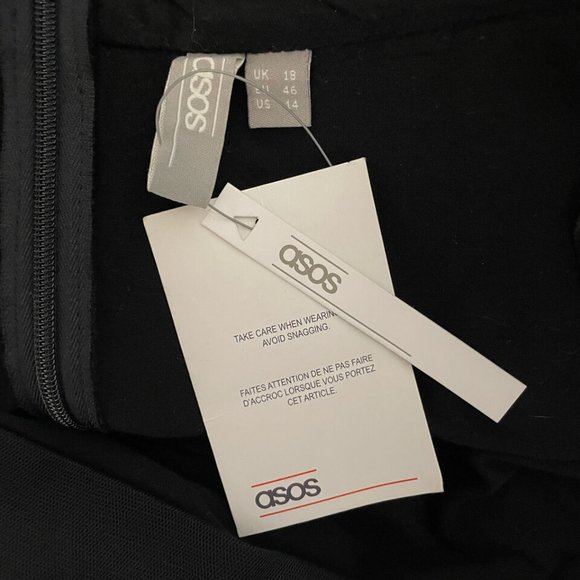 ASOS Midi Skirt Size 14 Black Flocked Polka Dot Tulle - Picture 5 of 5